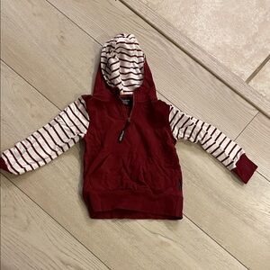 Little Bipsy Maroon and Cream Striped Hoodie